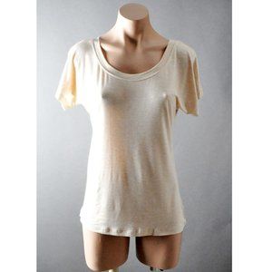 Beige Basic Solid Casual Womens Stretch Round Loose Scoop Neck T-Shirt Top Tee